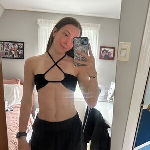 black shein tie crop / tube top🖤